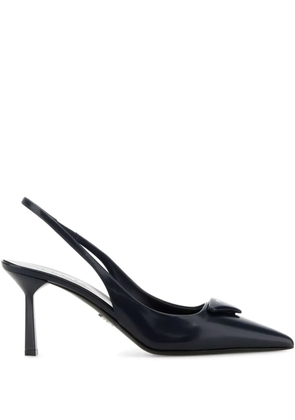 Prada 75mm triangle-logo slingback pumps - Blue