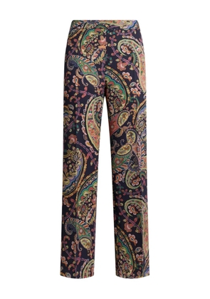 ETRO floral-paisley bootcut trousers - Blue