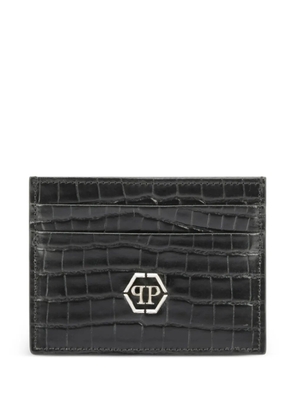 Philipp Plein logo-plaque leather card holder - Black