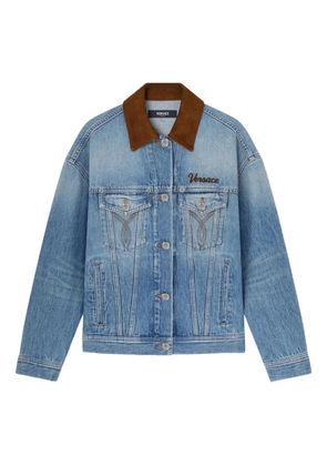 Versace buttoned collar denim jacket - Blue