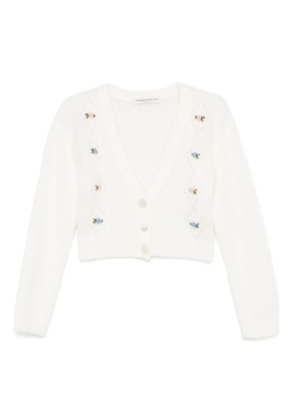 Alessandra Rich floral-embroidered cardigan - Neutrals