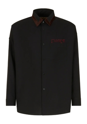 Marni velvet-collared logo shirt - Black