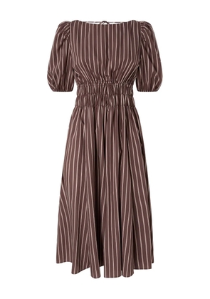 PINKO striped-pattern puff-sleeve dress - Brown