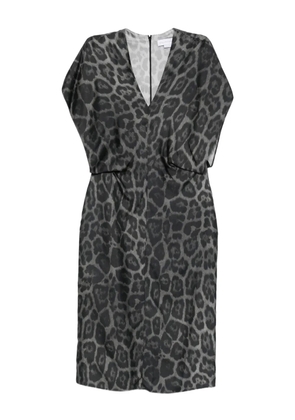 Stella McCartney leopard-print V-neck midi dress - Grey