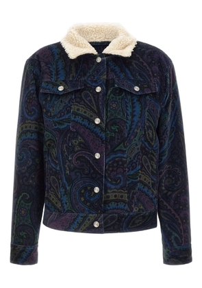 ETRO Giubbino paisley-print corduroy jacket - Blue