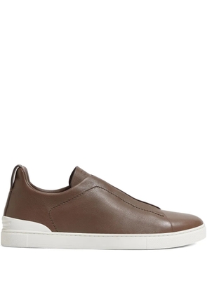 Zegna Triple Stitch™ Secondskin leather sneakers - Brown