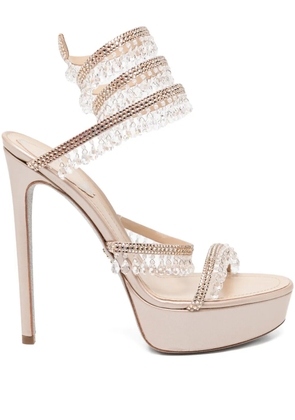 René Caovilla rhinestone heeled sandals - Neutrals
