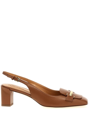 Tod's 50mm leather slingback pumps - Brown