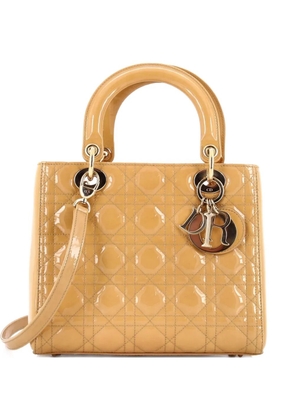 Christian Dior Pre-Owned Lady Dior Bag Cannage Quilt Patent Medium satchel - Gold
