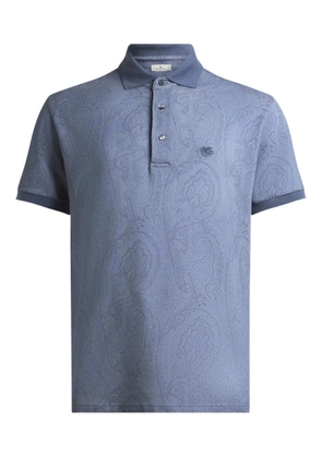 ETRO arnica-motif cotton polo shirt - Blue