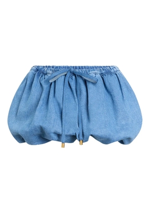 Patou drawstrings mini A-line skirt - Blue