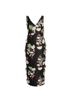 ERDEM floral-detail embroidered midi dress - Black