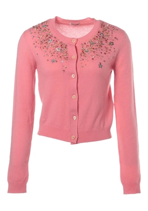 Miu Miu Pre-Owned 2016 rhinestone-embellished cardigan - Pink