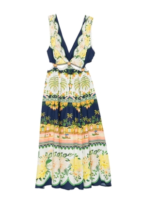 FARM Rio midi floral cut-out dress - Blue