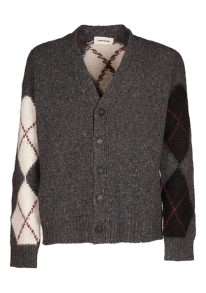 atomo factory argyle-pattern button cardigan - Grey