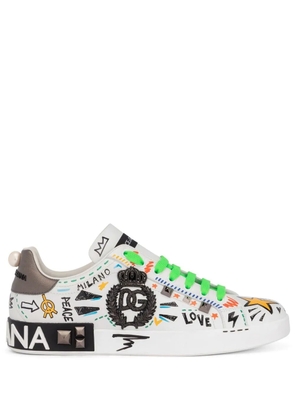 Dolce & Gabbana Portofino studded leather sneakers - White