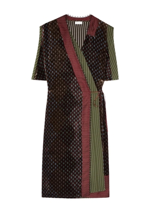DRIES VAN NOTEN velvet patterned wrap dress - Brown