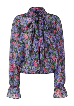 PINKO floral-print tie-neck blouse - Purple