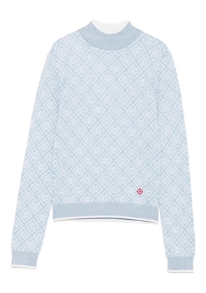 Casablanca geometric-pattern mock-neck top - Blue