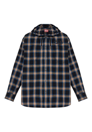 Diesel S-Dewny-Hood-Ajfi hooded checked shirt - Black