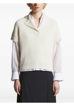 Peserico ribbed collar sweater - White