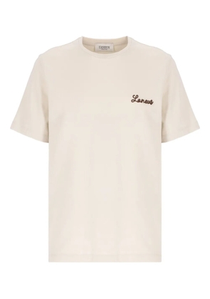 Laneus embroidered-logo T-shirt - Neutrals
