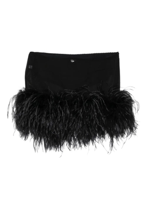 The Attico feather-trim mini skirt - Black