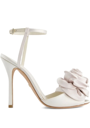 Giambattista Valli 110mm satin rose-embellished sandals - White