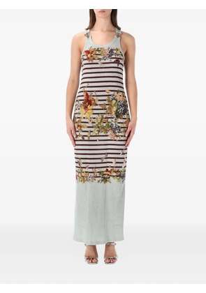 Jean Paul Gaultier striped floral-print dress - Neutrals