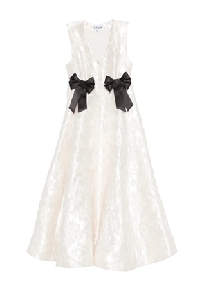 GANNI satin cloque midi dress - Neutrals