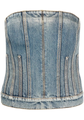 Alexander McQueen strapless denim top - Blue