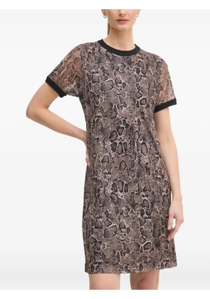 Joop! snakeskin-print mesh dress - Brown
