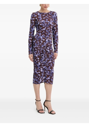 Patrizia Pepe floral-print ruched midi dress - Brown