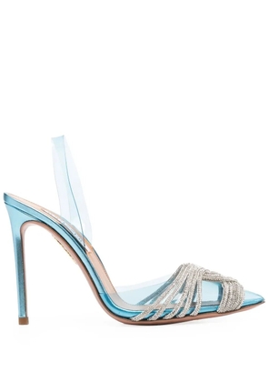 Aquazzura rhinestone-embellished sling-back stilettos - Blue