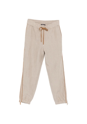 James Perse suede-piping linen trousers - Neutrals