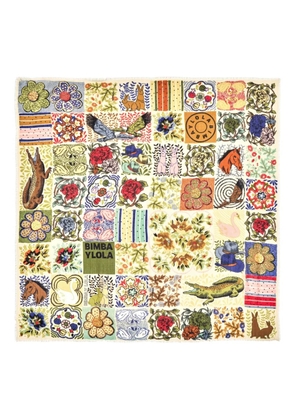 Bimba y Lola mosaic fringed scarf - Yellow