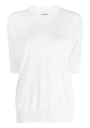 KHAITE fine-knit V-neck sweatshirt - White