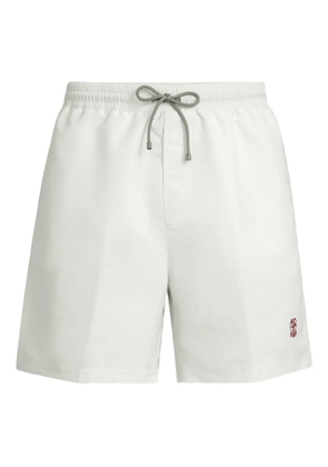 Brunello Cucinelli drawstring logo swim shorts - White