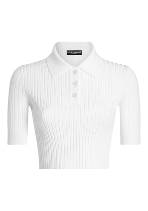 Dolce & Gabbana ribbed polo top - White