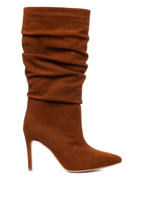 GINISSIMA 95mm Eva ruched suede boots - Brown