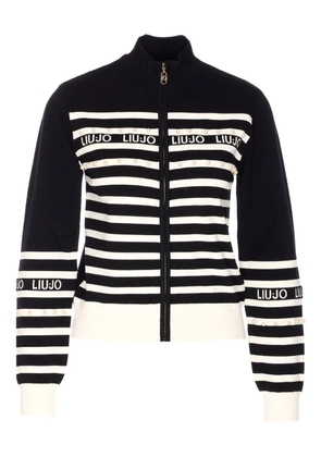 LIU JO pearl-embellished striped cardigan - Black