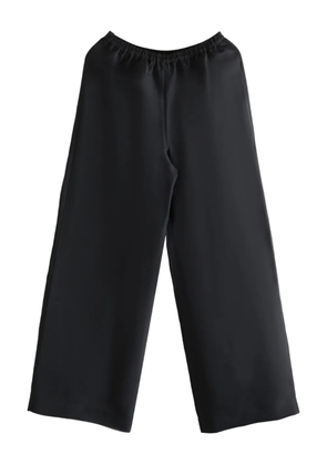 The Row elastic-waist silk trousers - Black
