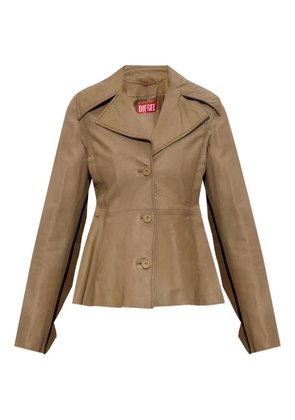 Diesel button-fastening flared leather jacket - Neutrals
