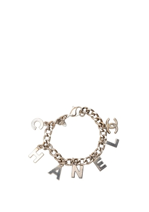 CHANEL Pre-Owned 2005 Silver Plated Logo Charm Bracelet costume bracelet