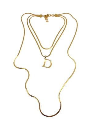 Christian Dior Pre-Owned 1980s D Drop-pendant necklace - Gold