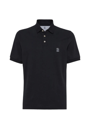 Brunello Cucinelli logo-embroidered cotton polo shirt - Black