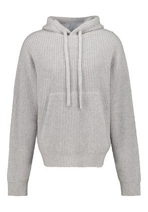 Palm Angels curved-logo ribbed-knit hoodie - Grey