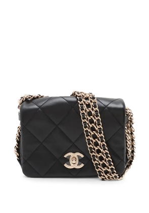 CHANEL Pre-Owned 2021-2025 Mini Quilted Lambskin Chain Rows Flap crossbody bag - Black