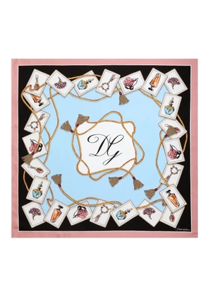 Dolce & Gabbana perfume-print scarf - Blue