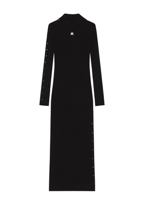 Courrèges ribbed button-detail dress - Black